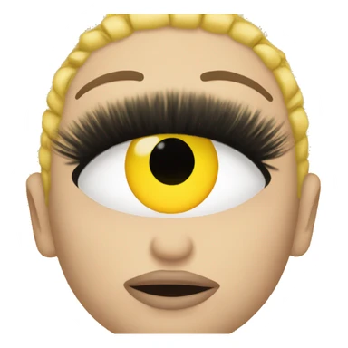 yellow emoji with lashes and nails sticker