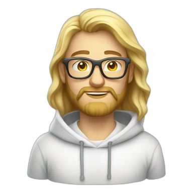 developer- beard-blond-with glasses-using-white-hoodie-at-computer-iridescent-light sticker