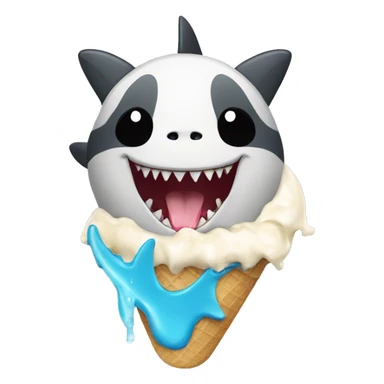 Shark with panda eat ice cream sticker