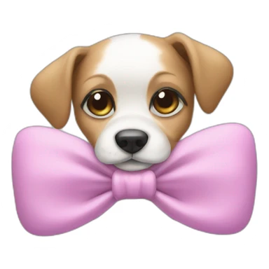 Puppy wearing sleep mask with a bow sticker