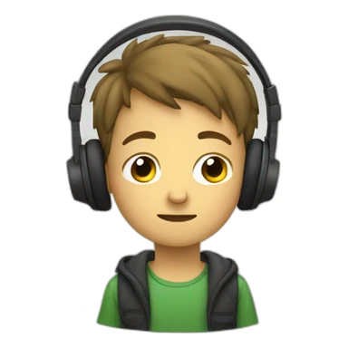 Boy listening to music sticker