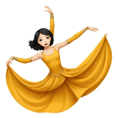 Emoji de una mujer pelinegra blanca bailarina de danza aerea haciendo figuras en la tela en el aire  sticker