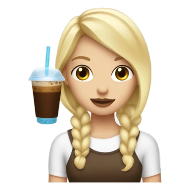 Blonde girl addicted to iced coffee sticker