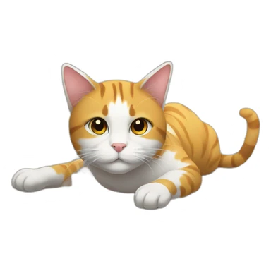 anime cat on the floor surrounded by cables  sticker