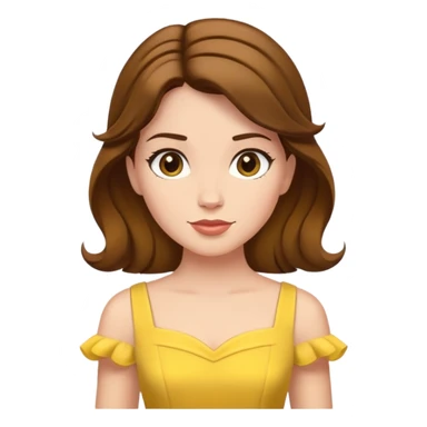 minimal Belle princess with yellow dress and brown hair, extremely simple sticker
