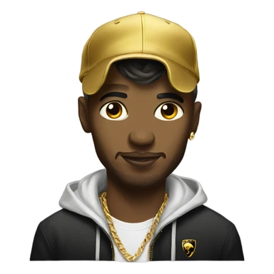 Rapper on gold Lamborghini hood  sticker