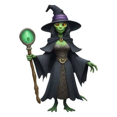 a Reptilian alien woman, as witch, holding a big key, full body sticker