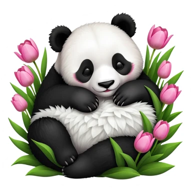 Panda sleeps in tulips sticker