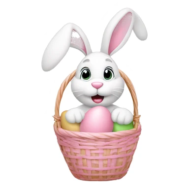easter bunny with egg light pink basket sticker