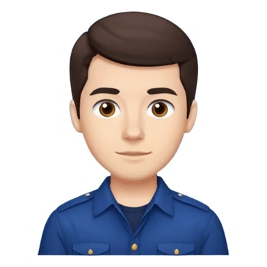 Jay from Kubz Scouts, YouTuber with dark brown hair, navy blue shirt sticker