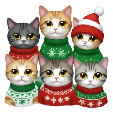 5 cats in christmas sweaters sticker