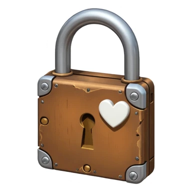 Lock with a brown with a heard white sticker