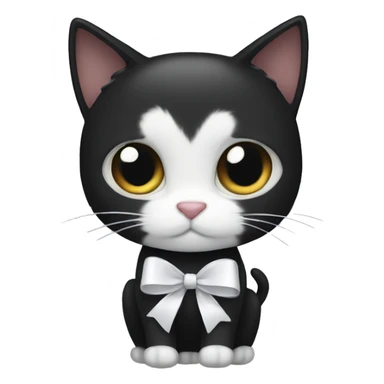 Black cat with white bow sticker
