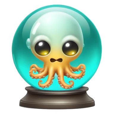 crystal ball with turquoise cute little surgeon octopus sticker