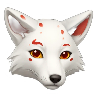 white kitsune fox with red marks sticker