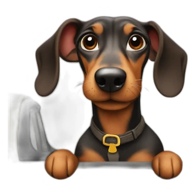 Dachshund rides in a taxi sticker