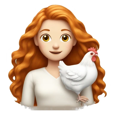 Ginger girl with Long hair and a white hen inside her Arms  sticker
