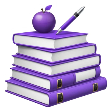 purple studying books with pen scattered sticker