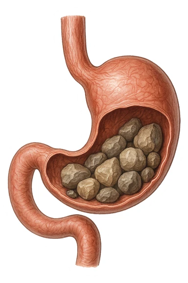 Sassi nello stomaco durante la digestione sticker