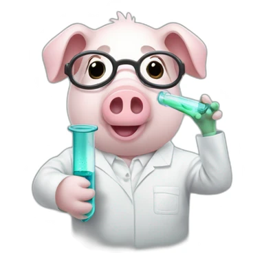 Scientist pig test tube with glasses sticker