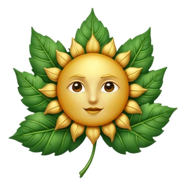 sun symbol above a leaf sticker