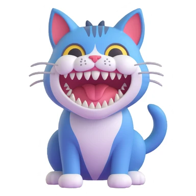 cat with a big tooth sticker