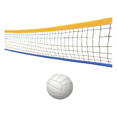 A close-up volleyball net with a ball hovering above it, set against the backdrop of a sandy volleyball court. The scene highlights the tension of an impending play, with the court lines clearly visible and a bright, sunny atmosphere surrounding the action. sticker