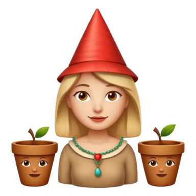 cartoon Apple iOS emoji style woman, pastel colors, Chilean wooden kitchen background, clay pots, warm light, detailed and clean vector art sticker