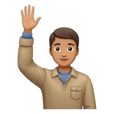 man  in casual clothes, one hand raised sticker