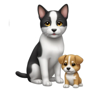 Un chat avec un chiot sticker