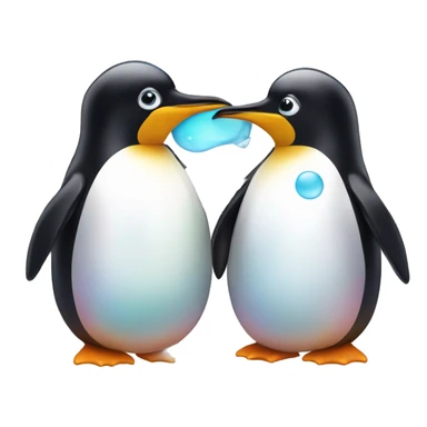 penguins in love with colorful soap bubbles sticker