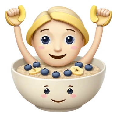 Breakfast bowl with a face and arms and legs ready for gym sticker