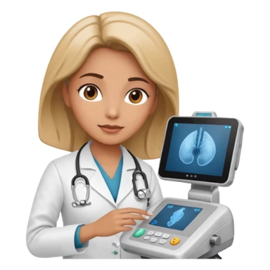 female doctor working an ultrasound machine sticker