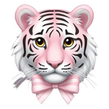pastel pink tiger with white stripes and white bow sticker