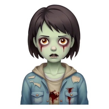 Zombie girl with dark brown short hair sticker