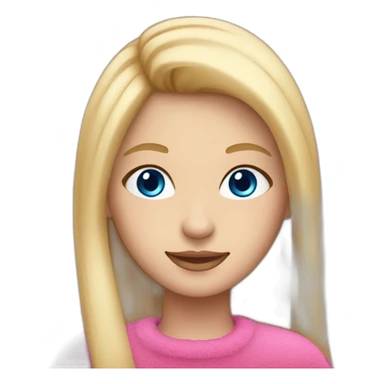 Blonde girl with straight hair with blue eyes and in pink fur sticker