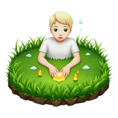 A person melting into the grass sticker