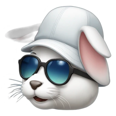 A rabbit in sunglasses and a baseball cap that shows he's famous sticker