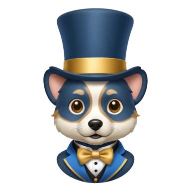 fancy dog with blue hair, wearing hat sticker
