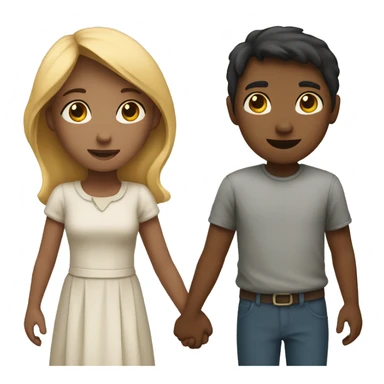 a girl and a boy from the front holding hands sticker