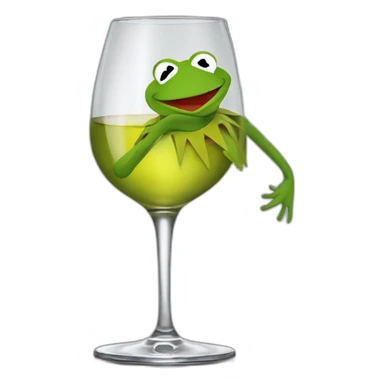 Kermit frog glass of wine sticker