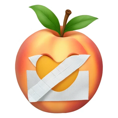 A peach with a bandaid  sticker