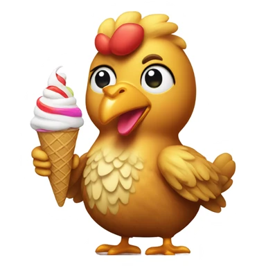 Chicken with wellies holding an ice cream sticker