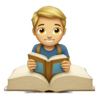 a boy reading a book sticker