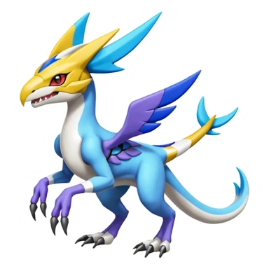 Colorful Meloetta-Latios-Wargreymon-Sergal-Pokémon-Digimon-Fakémon-fusion-hybrid-creature sticker