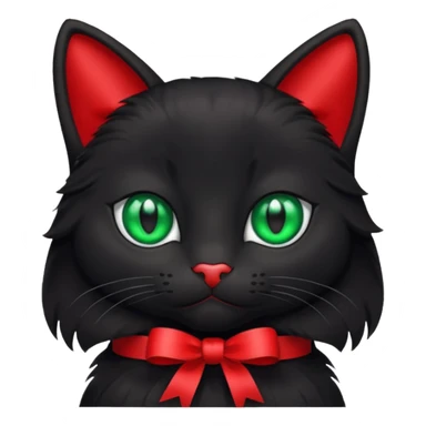 Black cat with red 🎀 emoji sticker