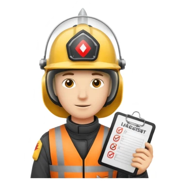Person mit Helm, Checkliste in der Hand, im Lager stehend sticker