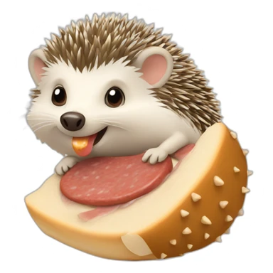 Hedgehog eating saussage sticker