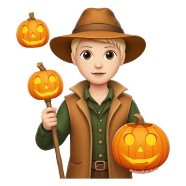 Hunter With Jack o Lantern, with wand sticker
