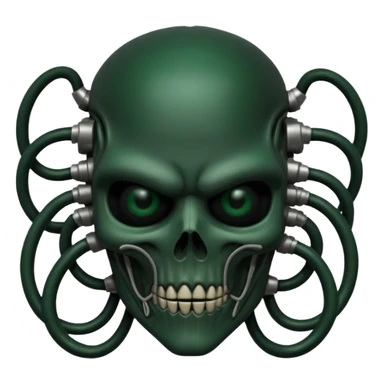 HR giger, wires, dark green, black flesh undead, head. dark bones and skin sticker